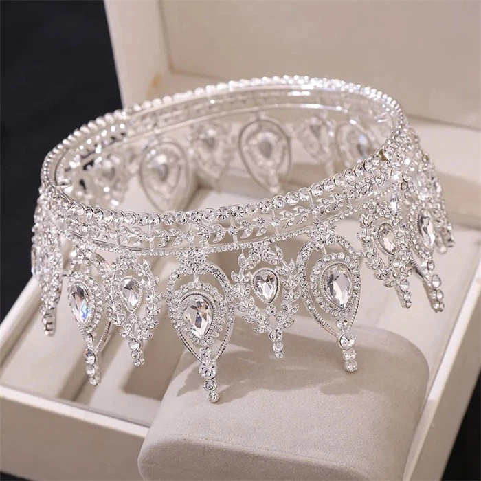Homecoming Full Round Tiaras And Crowns Crystal Birthday Crown Royal Costume Hair Accessories Prom Party Queen Crown